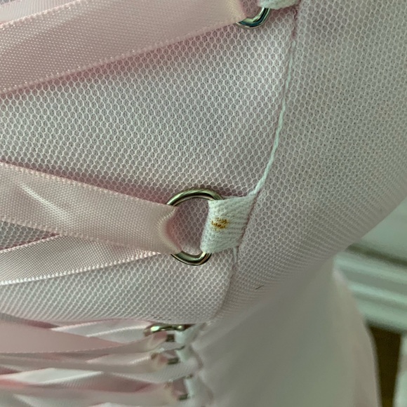 M COLLECTION Pink Tule Strapless Midi Corset Dainty Dress Women’s Size 6 - Picture 13 of 15